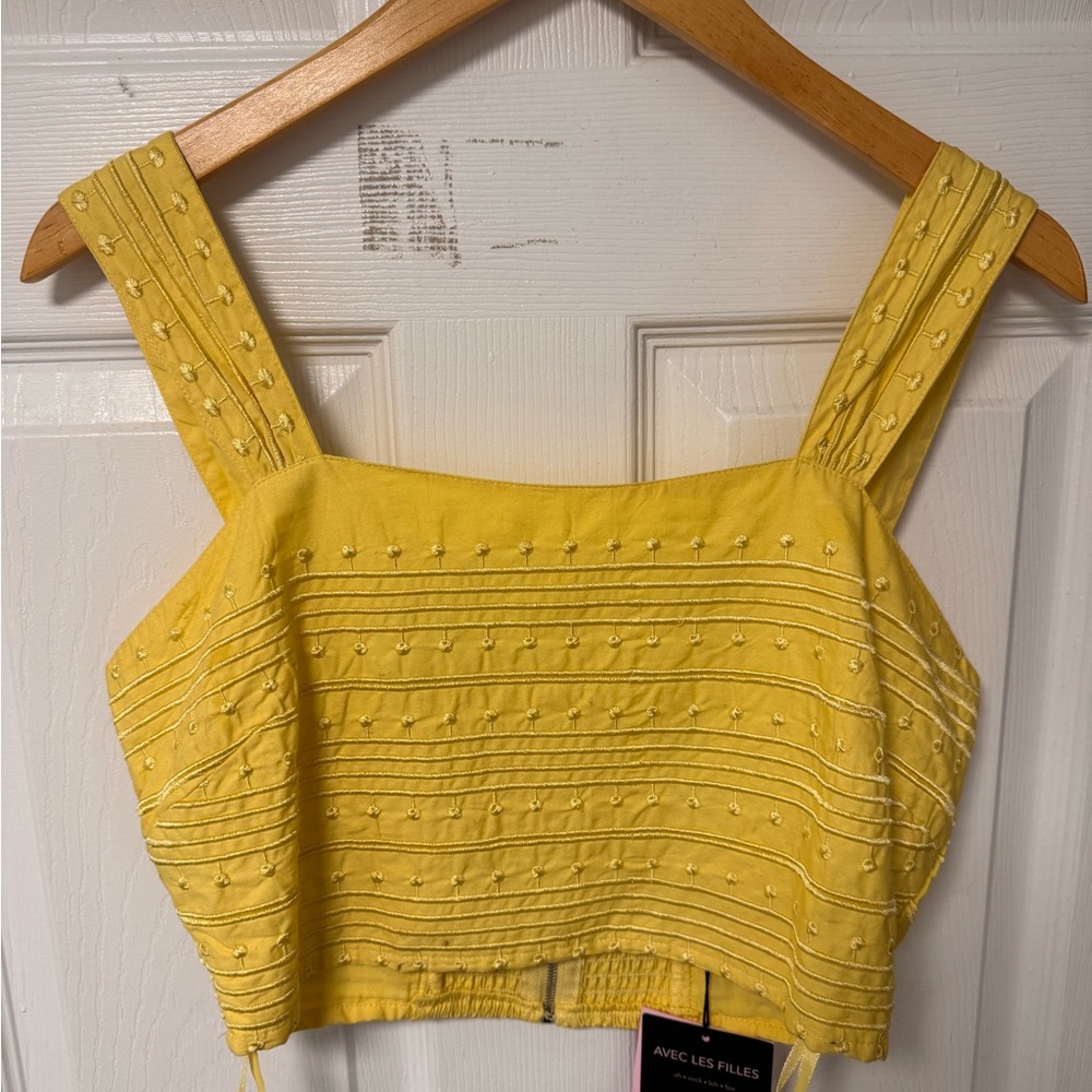 Avec les filles yellow embroidery bandage top, size 8